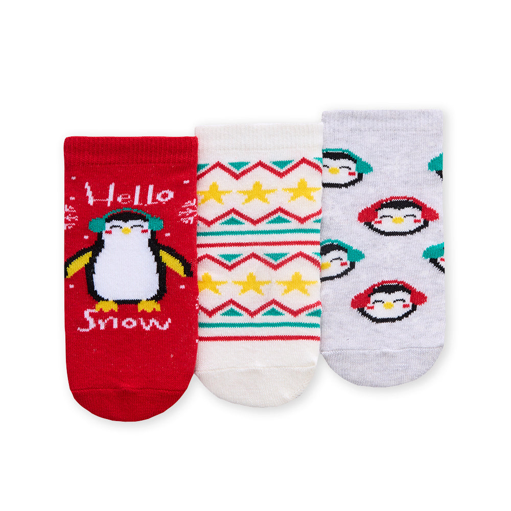 Baby 3 Pairs Christmas Penguins Cotton Socks