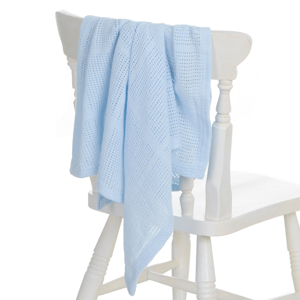 Baby Blue Cellular 100% Cotton Blanket