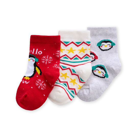 Baby 3 Pairs Christmas Penguins Cotton Socks