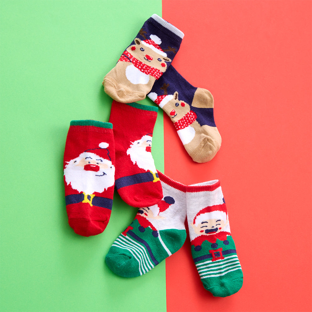 Baby 3 Pairs Christmas Helpers Cotton Socks