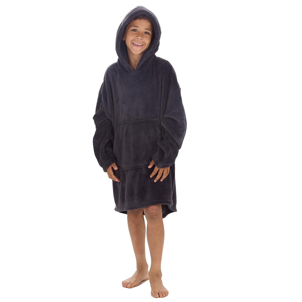 Boys Charcoal Coral Fleece Blanket Hoodie – Huggable Hoodie
