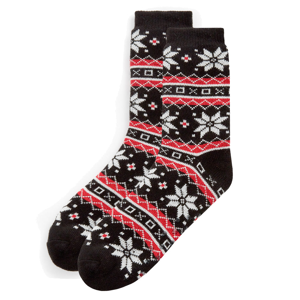 Mens Fair Isle Black Slipper Socks