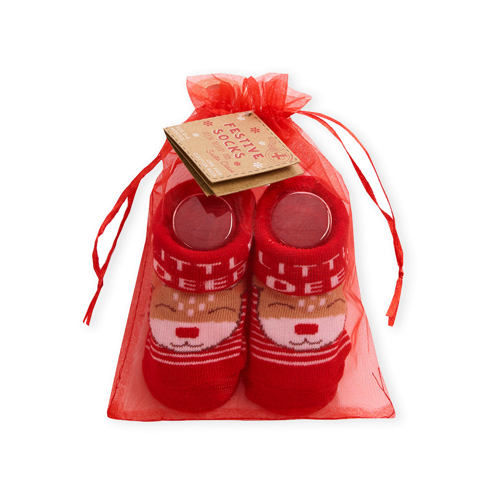 Baby Christmas Little Deer Socks in Gift Bag
