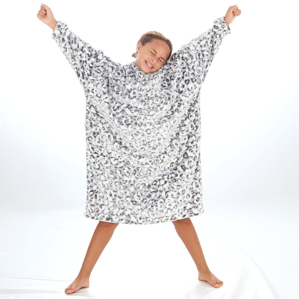 Girls Leopard Longline Hooded Blanket