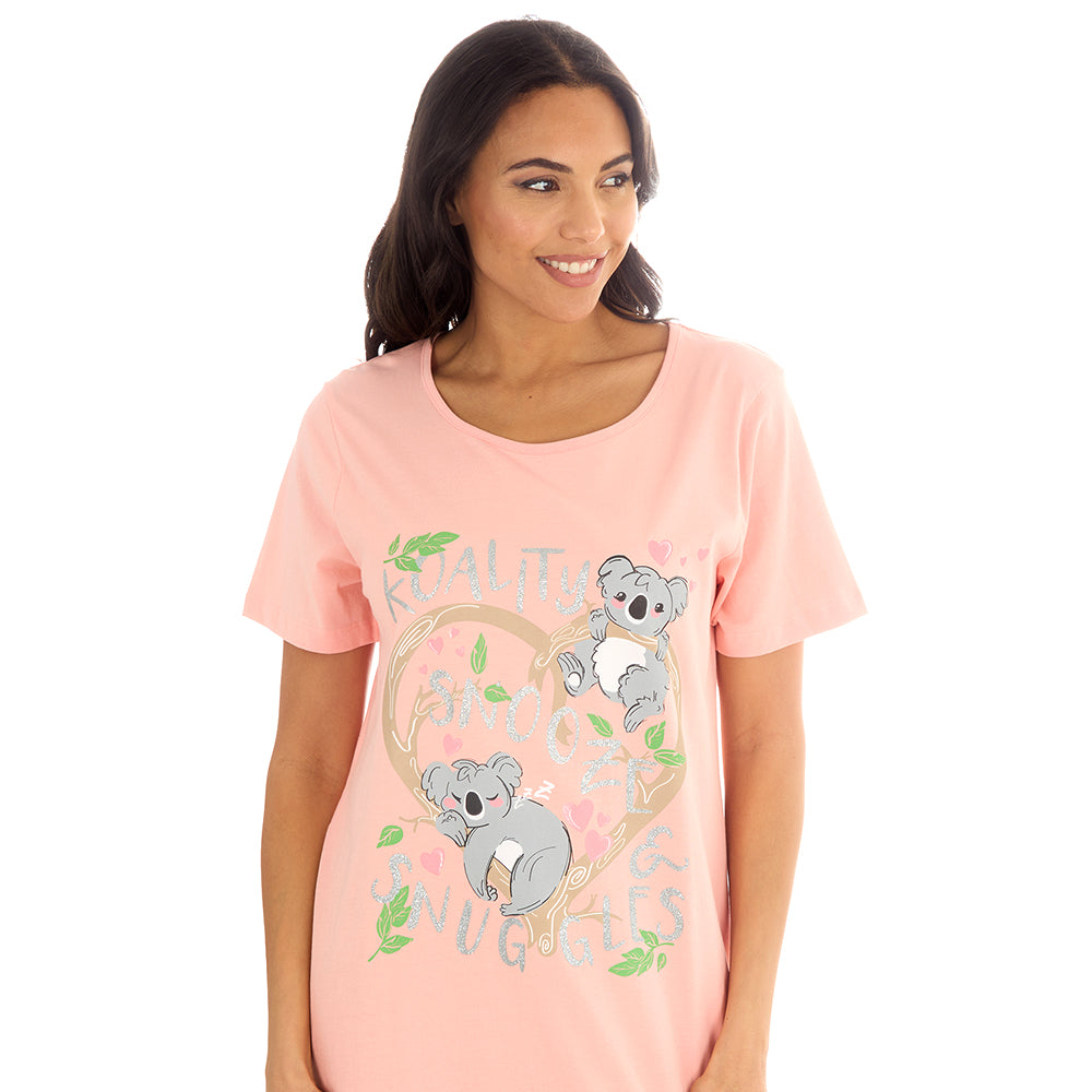 Ladies Short Sleeve Koala Coral Nigthie
