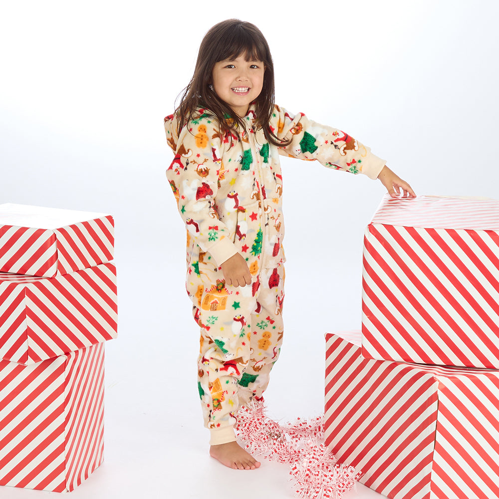 Kids Beige Christmas Onesie