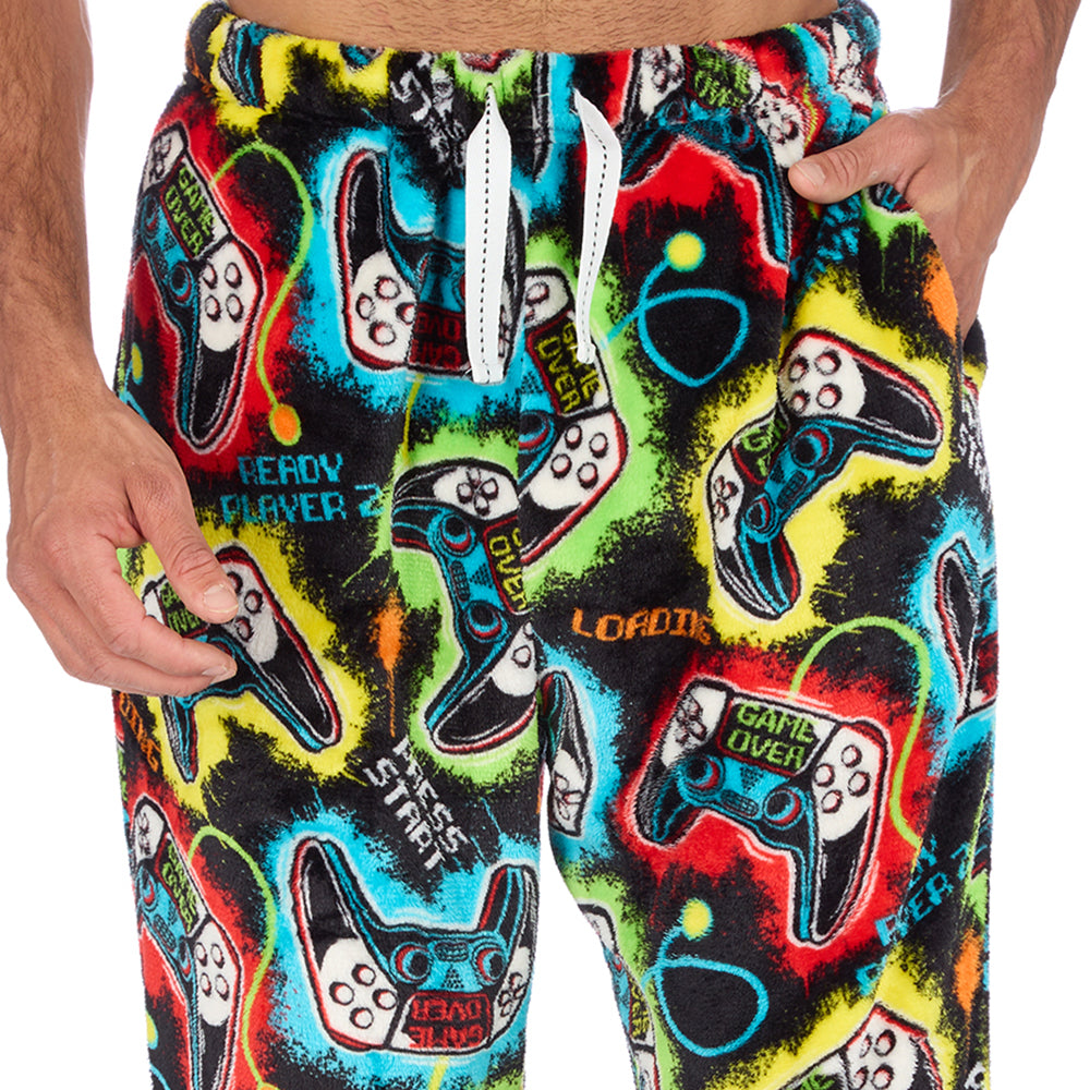 Mens Black Gamer Fleece Pyjama Bottoms