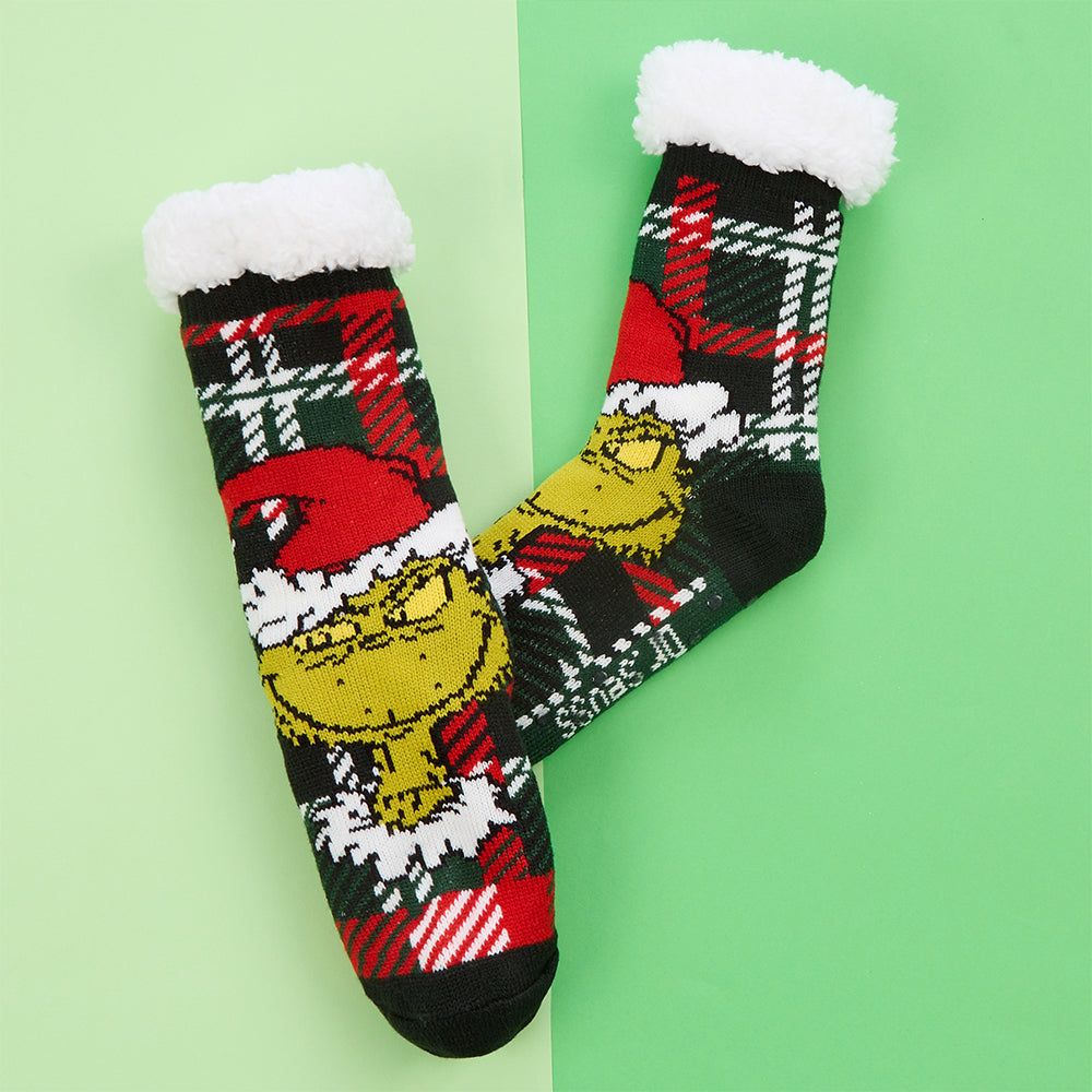 Ladies Grinch Chunky Slipper Socks