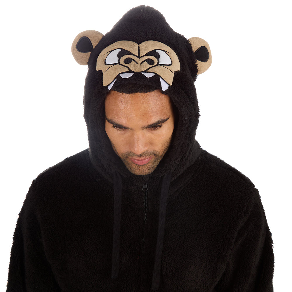 Mens Black Gorilla Fleece Onesie
