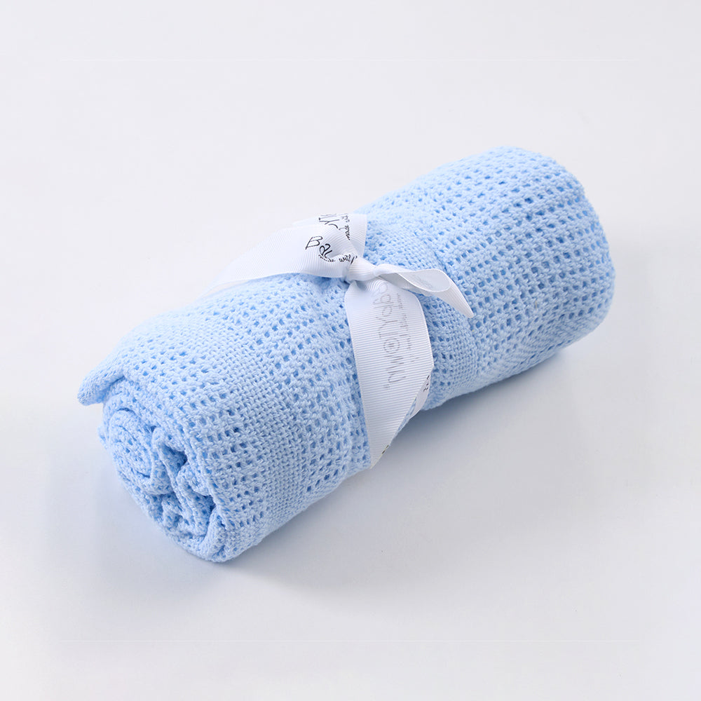 Baby Blue Cellular 100% Cotton Blanket