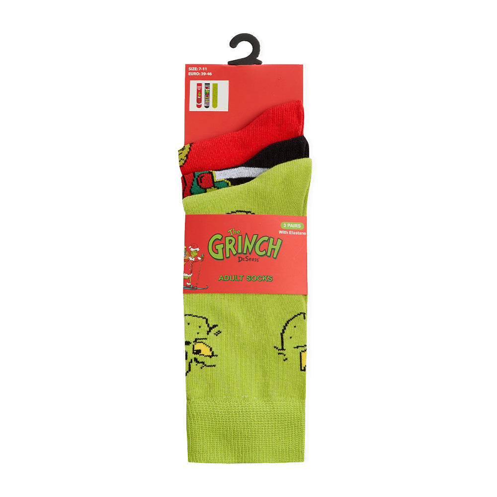 Mens 3 Pairs Santa Grinch Cotton Socks