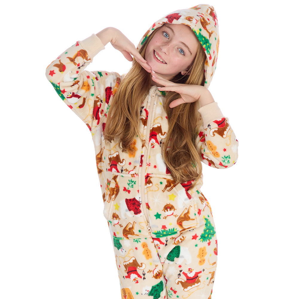 Kids Beige Christmas Onesie
