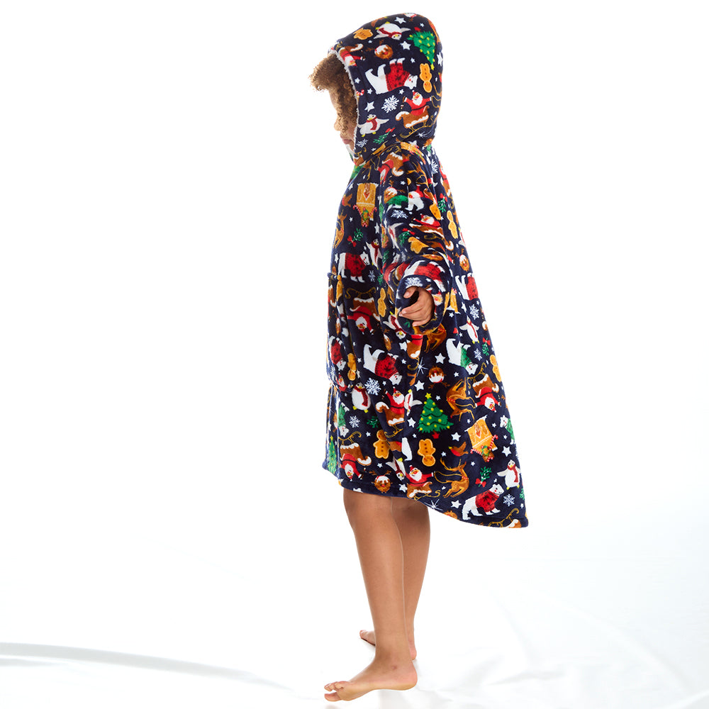 Girls Christmas Blanket Hoodie