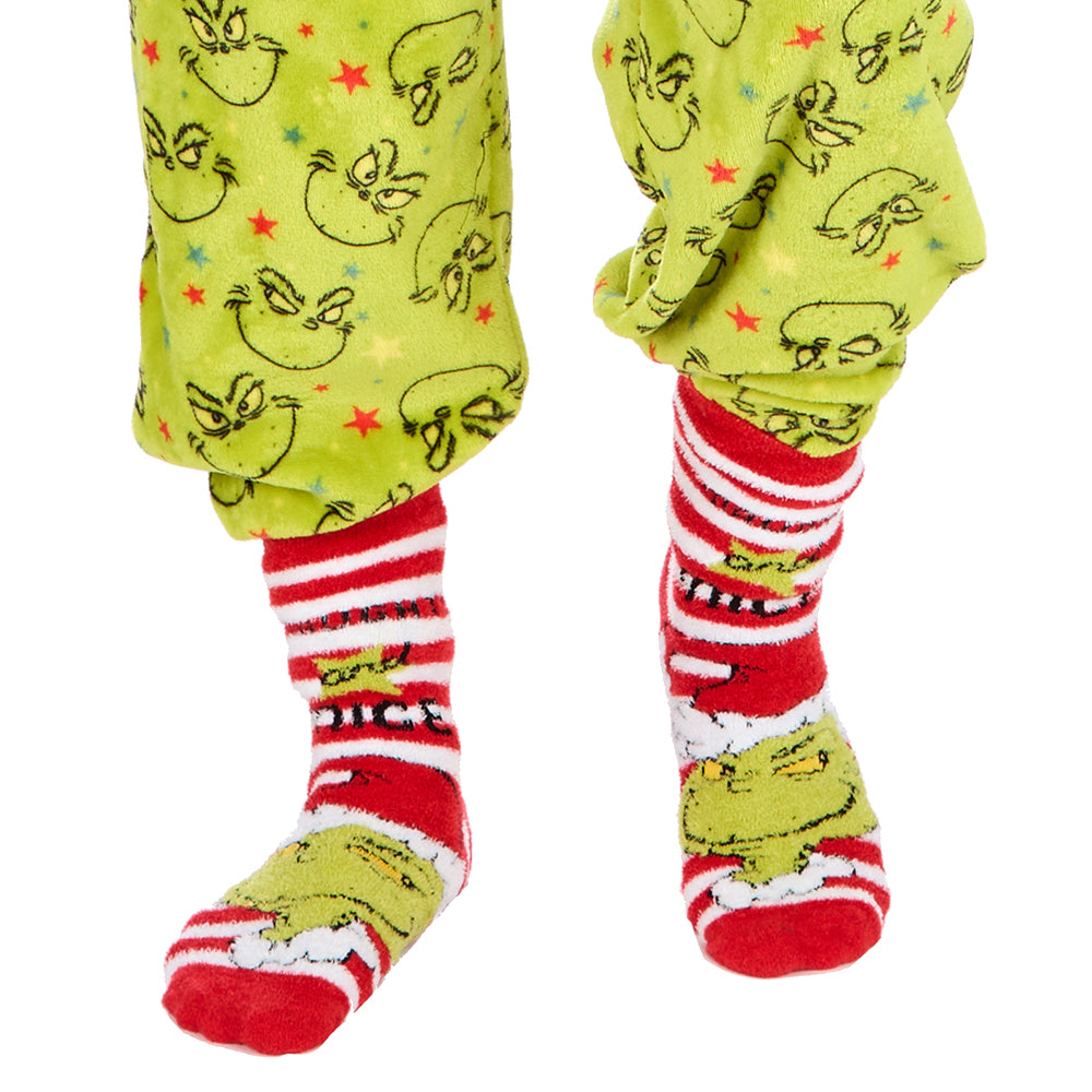 Mens Red Santa Grinch Fluffy Socks