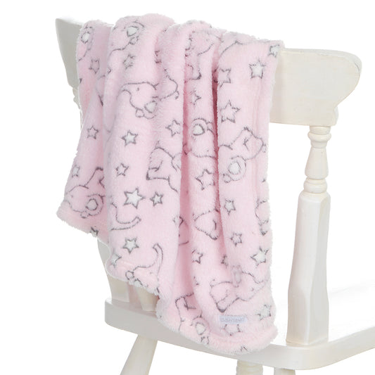 Baby Pink Elephant Jacquard Blanket
