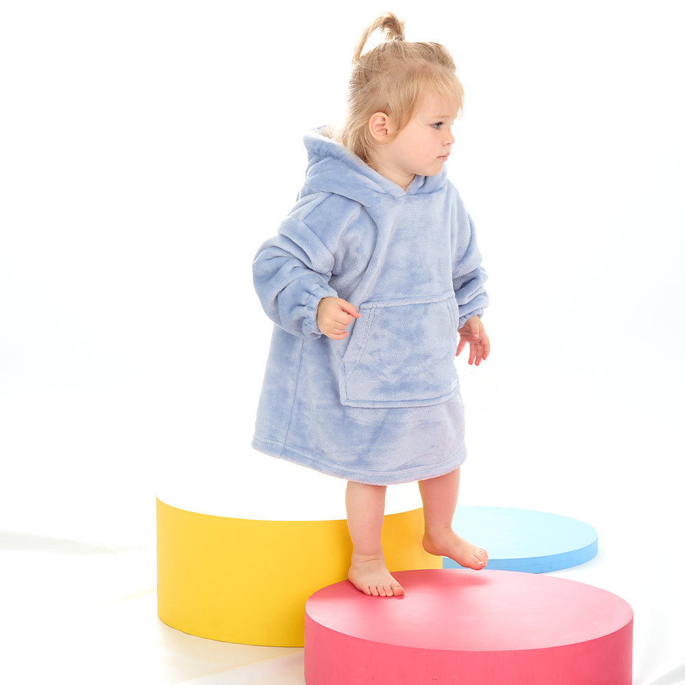 Toddler Bear Ears Dusky Blue Blanket Hoodie