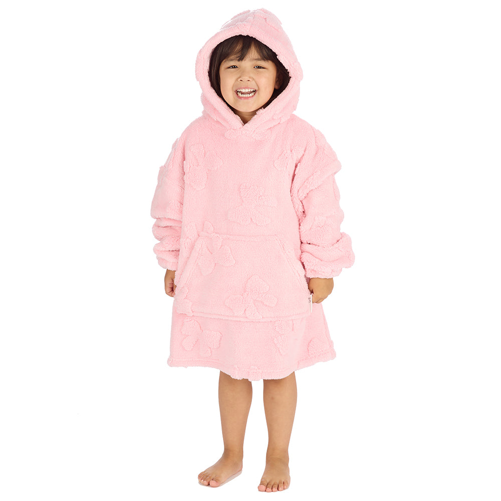 Infant Girls Candy Pink Bows Textured Blanket Hoodie