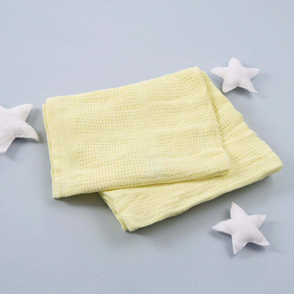 Baby Yellow Cellular 100% Cotton Blanket