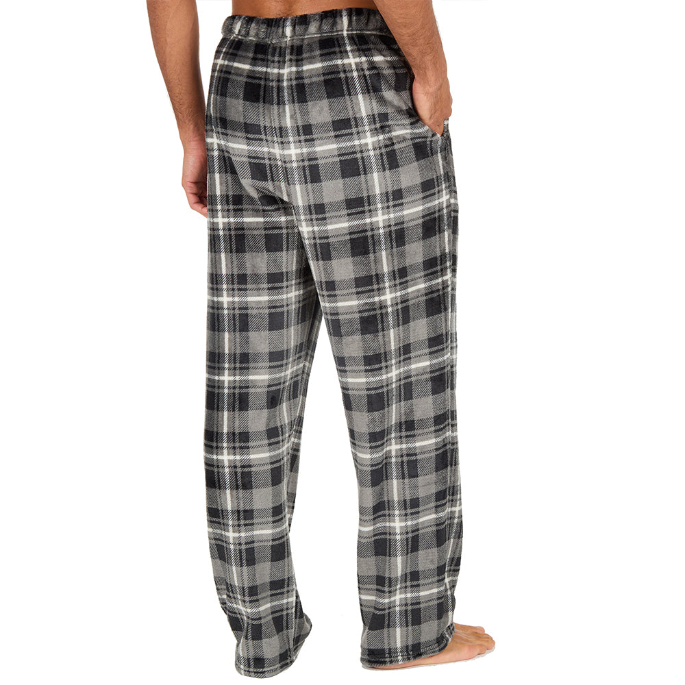 Mens Charcoal Check Fleece Pyjama Bottoms