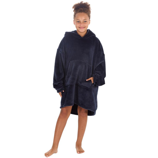 Girls Stone Blue Plain Blanket Hoodie
