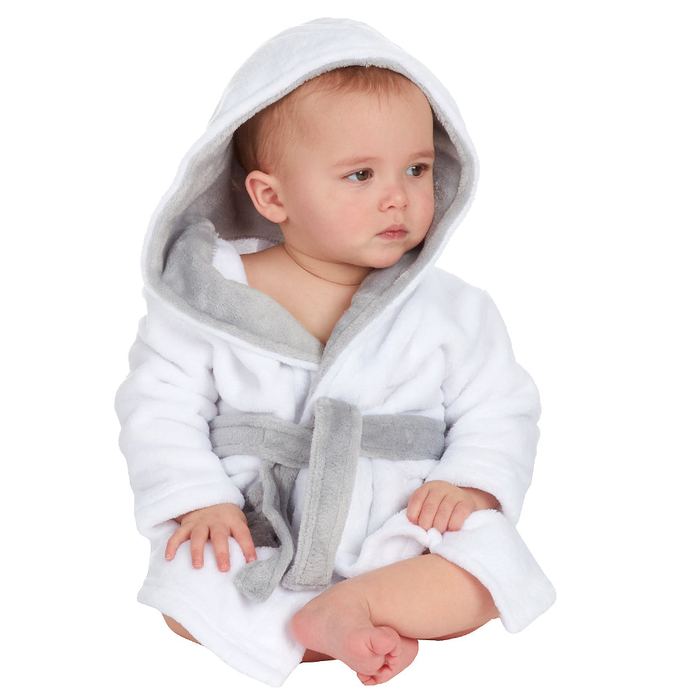 Baby White Contrast Dressing Gown