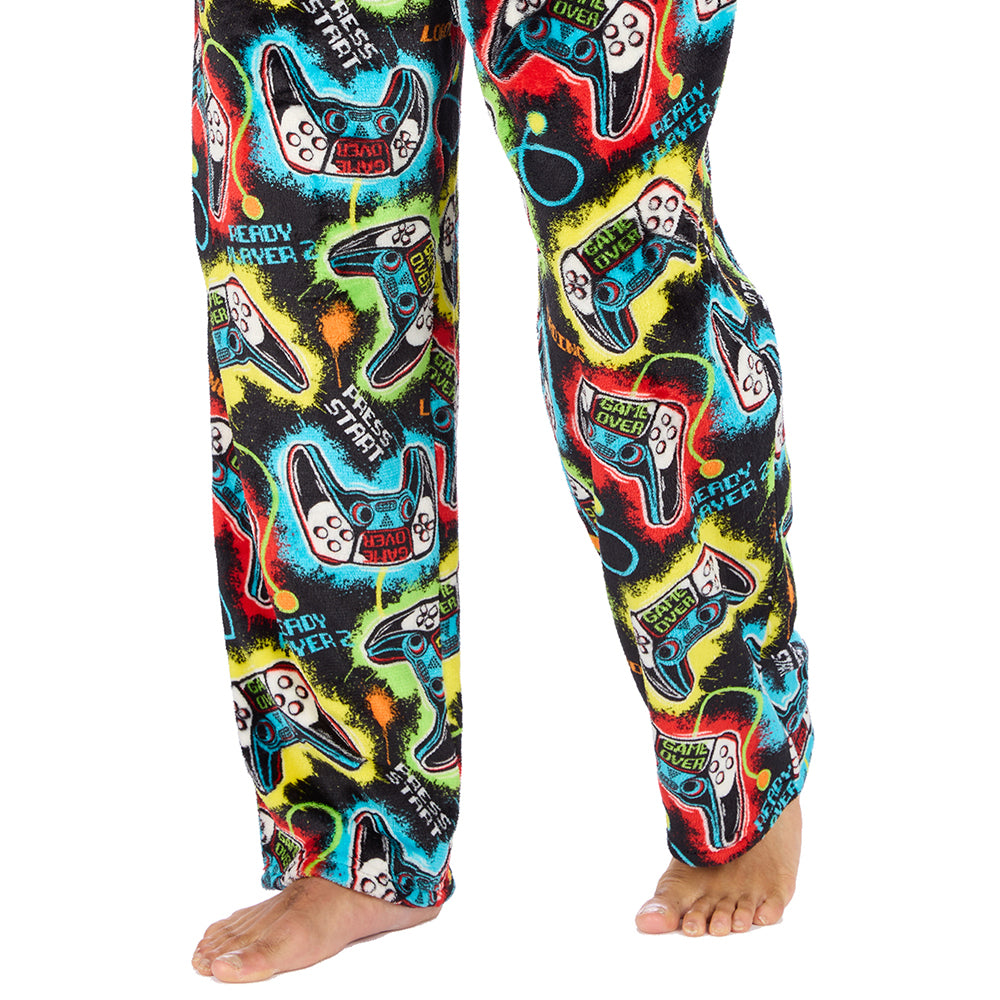 Mens Black Gamer Fleece Pyjama Bottoms
