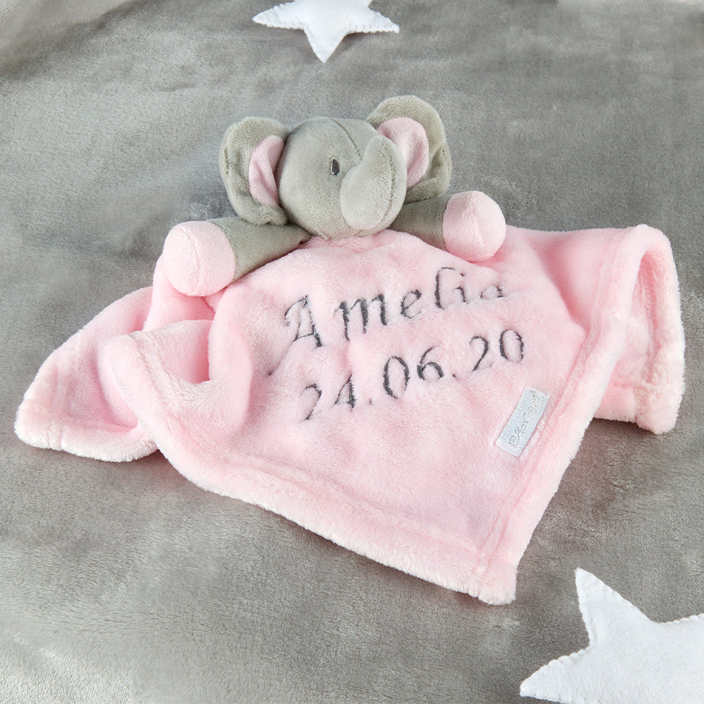 Personalised Baby Pink Elephant Comforter