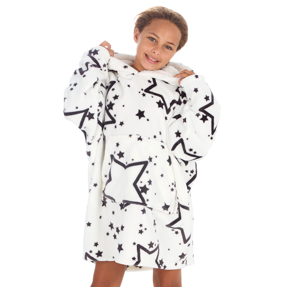 Girls Stars White Blanket Hoodie