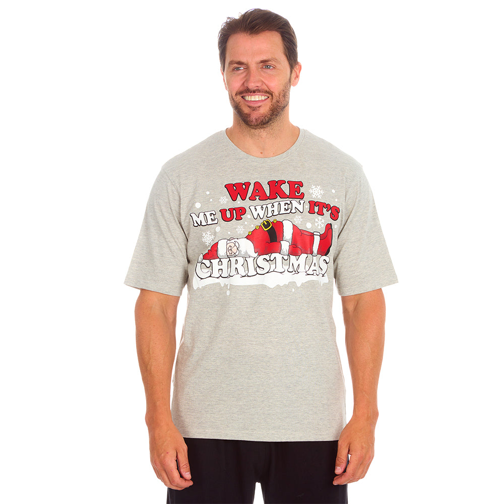 Mens Christmas Grey Cotton Pyjama Set