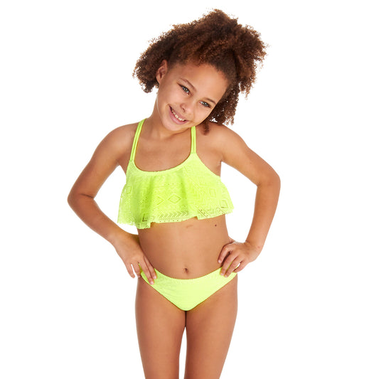 Girls Ethnic Lace Yellow Bikini