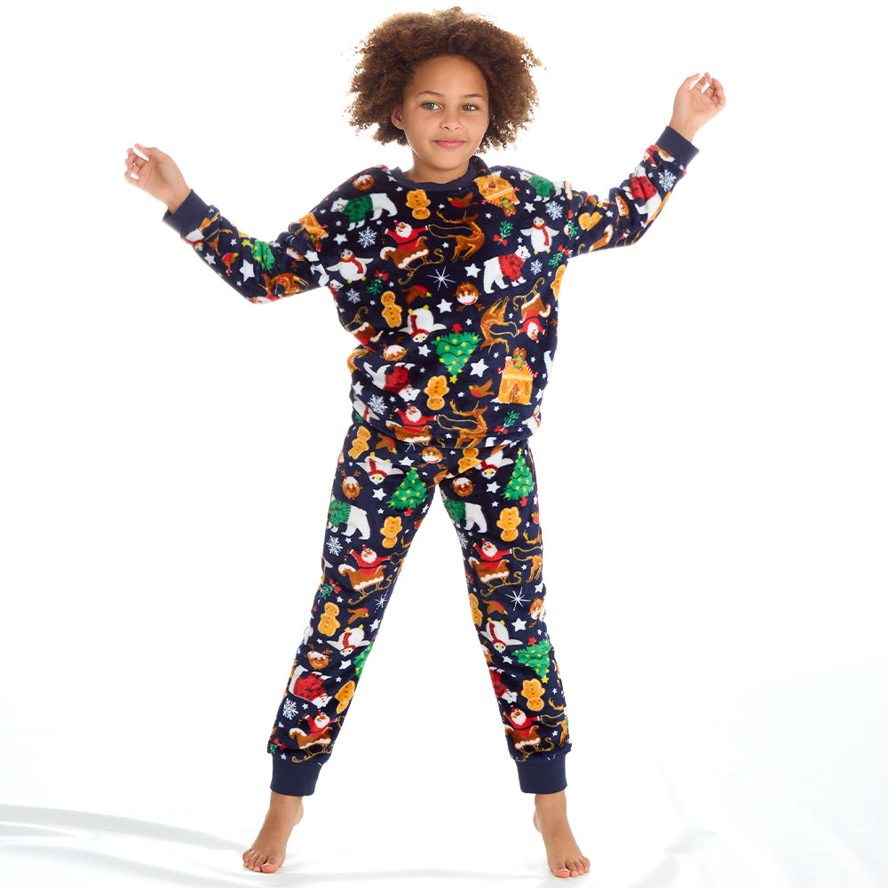 Girls Christmas Fleece Pyjama Set