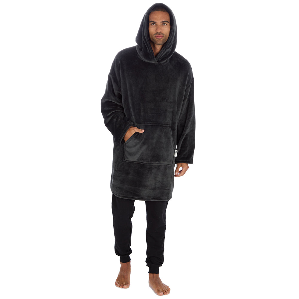 Mens Charcoal Plain Blanket Hoodie