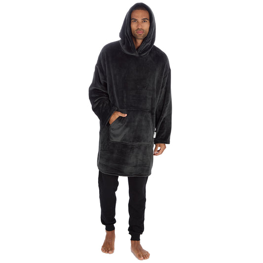 Mens Charcoal Plain Blanket Hoodie