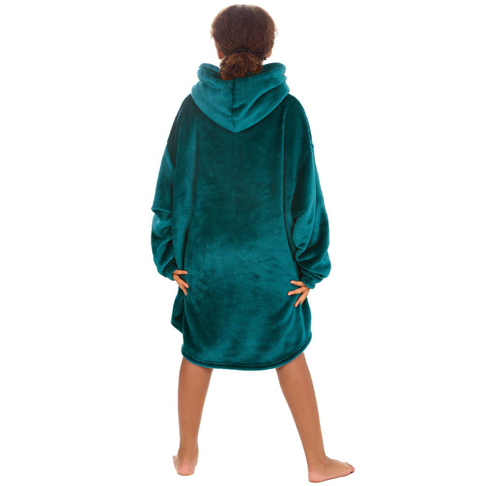 Girls Shimmer Teal Blanket Hoodie