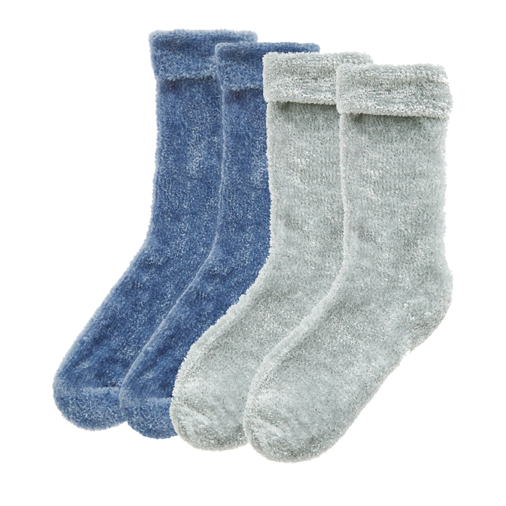 Ladies Chenille Blue Bed Socks 