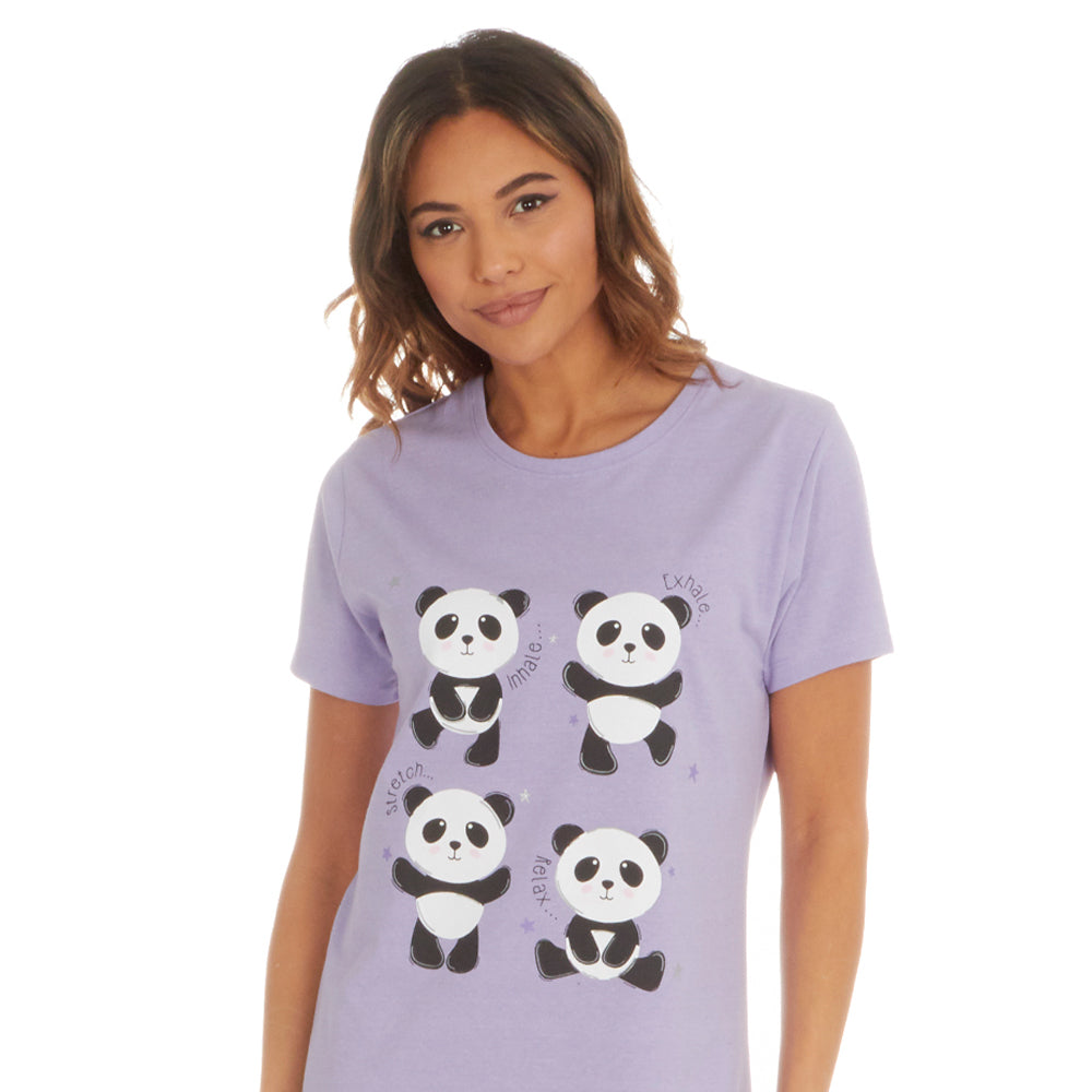 Ladies Short Sleeve Panda Print Nightie