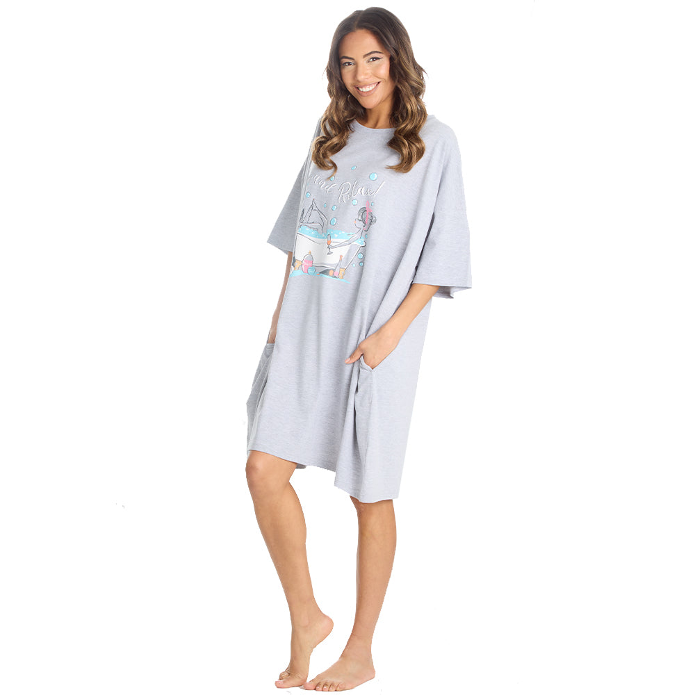 Ladies Relax Grey Oversize Sleep Tee