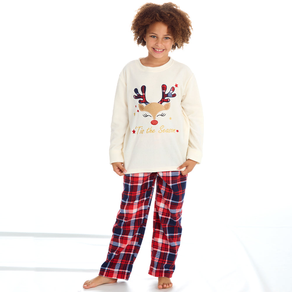 Girls Reindeer Microfleece Pyjama Set