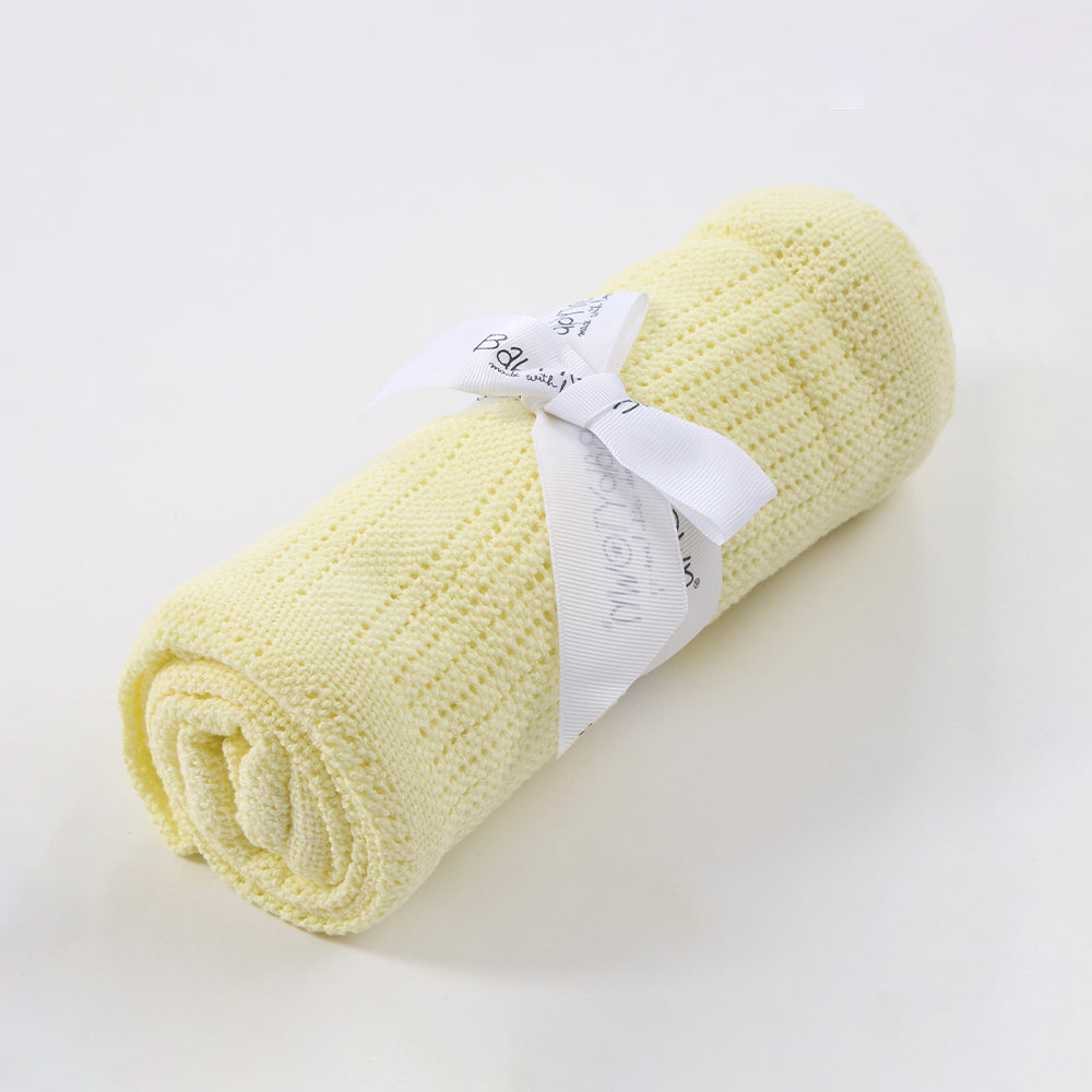 Baby Yellow Cellular 100% Cotton Blanket