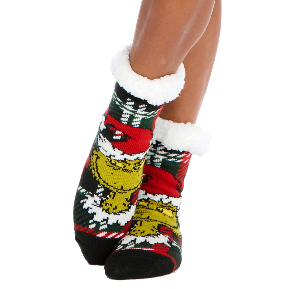 Ladies Grinch Chunky Slipper Socks