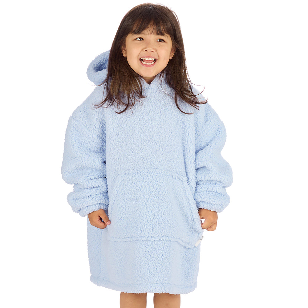 Infant Girls Baby Blue Teddy Fleece Blanket Hoodie
