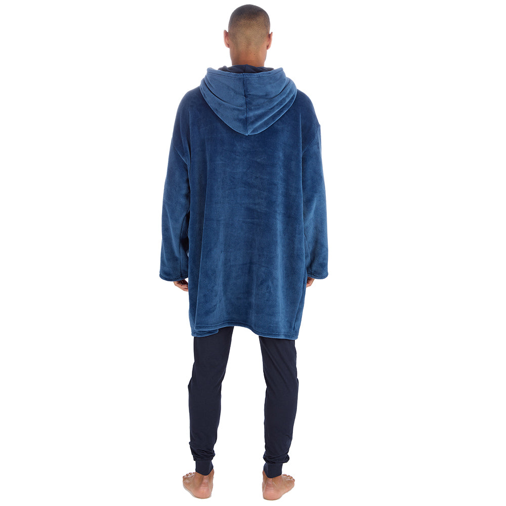 Mens Blue Plain Blanket Hoodie