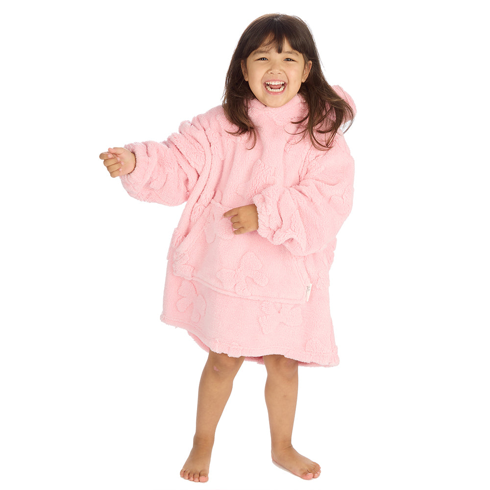 Infant Girls Candy Pink Bows Textured Blanket Hoodie