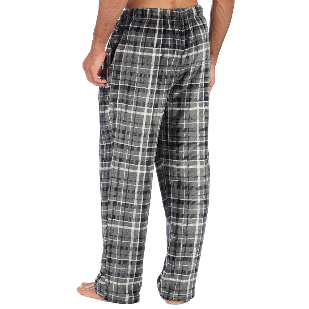 Mens Charcoal Check Fleece Pyjama Bottoms