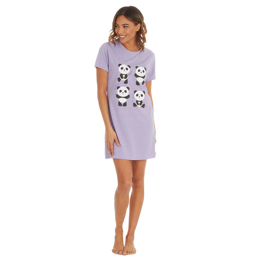 Ladies Short Sleeve Panda Print Nightie