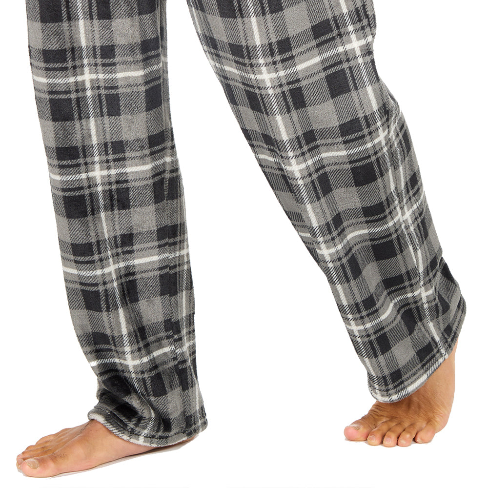 Mens Charcoal Check Fleece Pyjama Bottoms