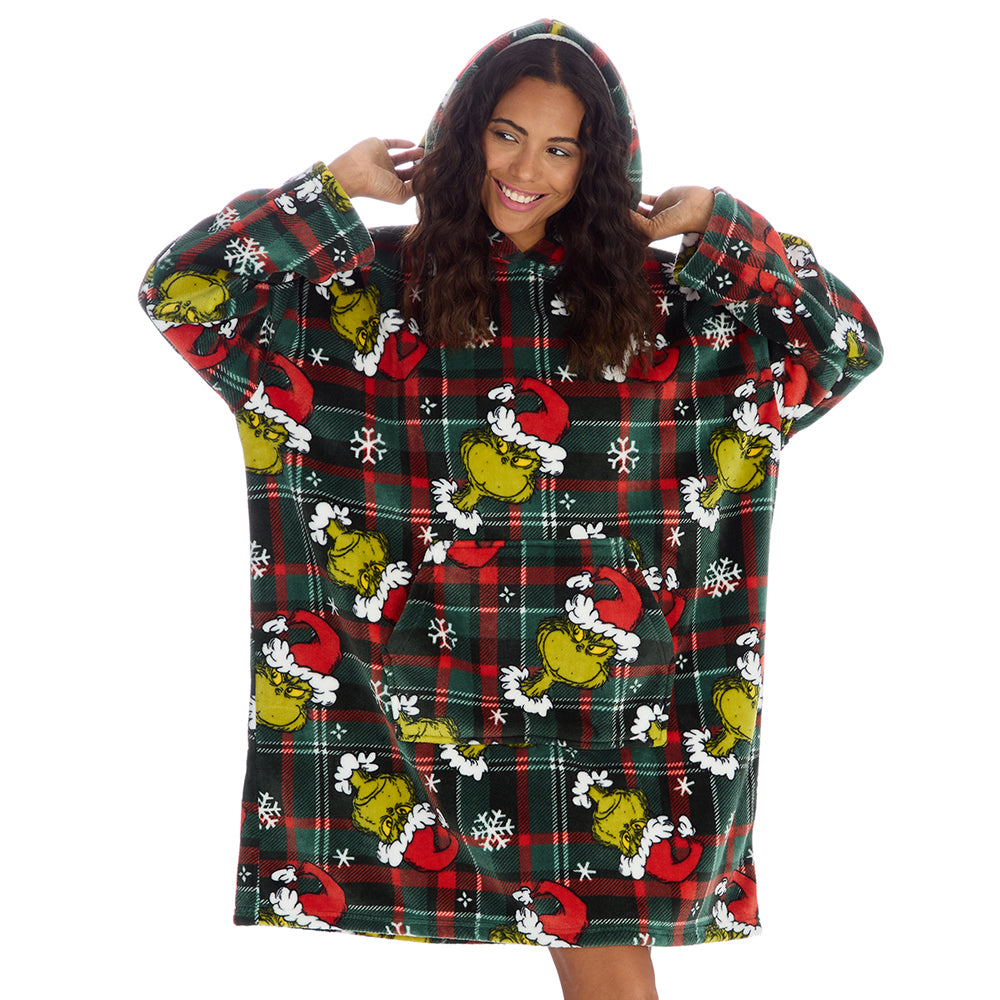 Ladies Grinch Check Blanket Hoodie