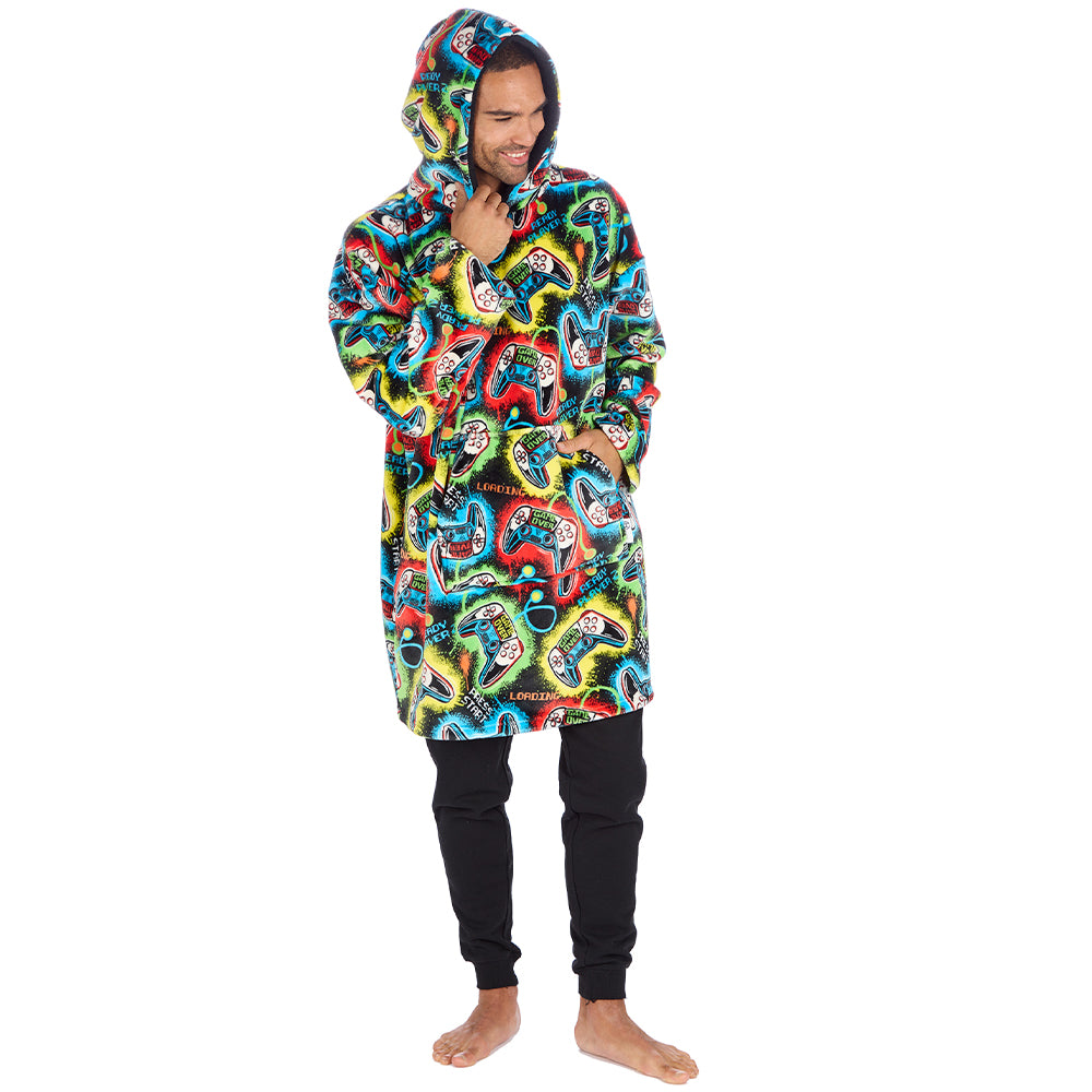 Mens Black Gamer Blanket Hoodie