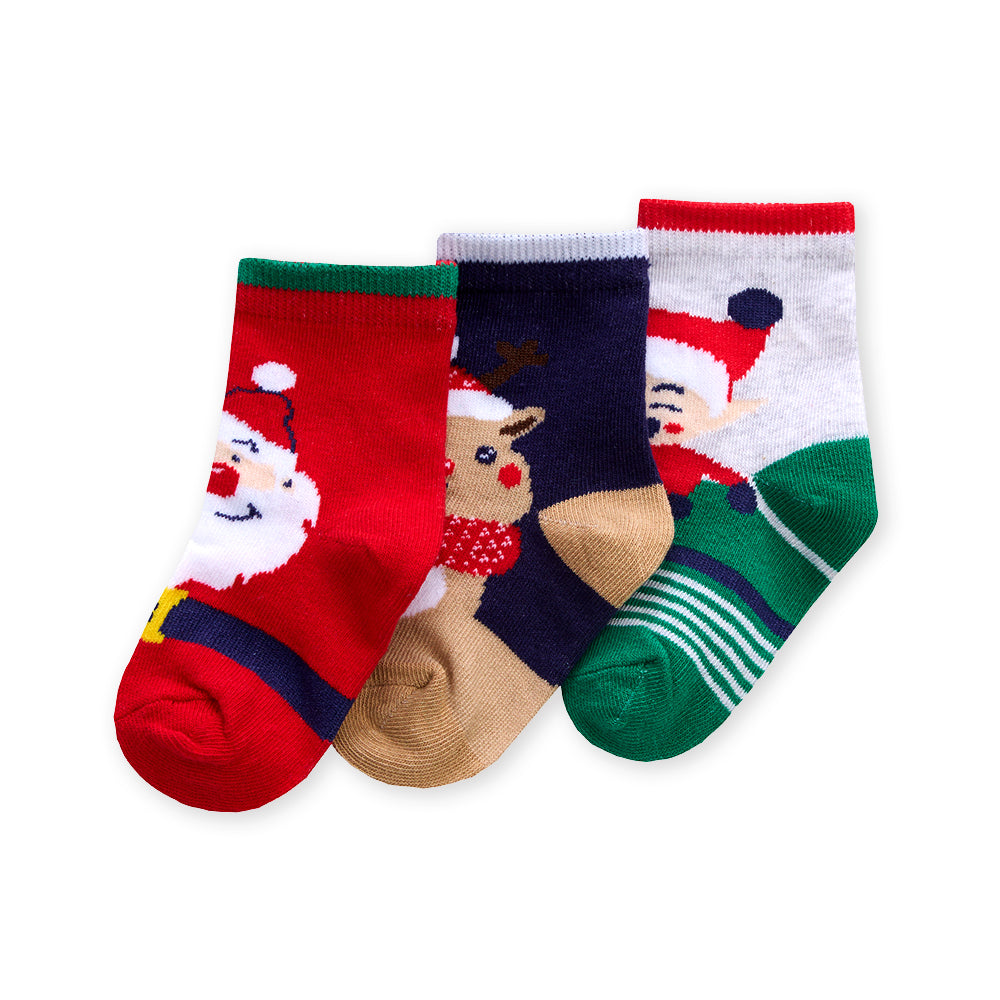 Baby 3 Pairs Christmas Helpers Cotton Socks