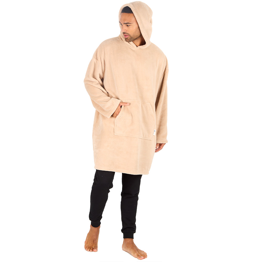 Mens Toffee Coral Fleece Blanket Hoodie